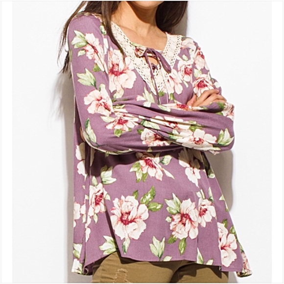 Boho Lace Up Peasant Top Blouse SML - Picture 2 of 6